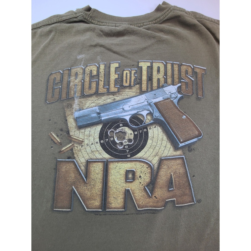 NRA Circle of Trust Graphic‎ T Shirt Mens XL Olive Green Pistol Target